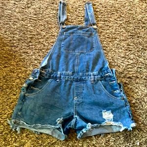 Overall Jean Shorts